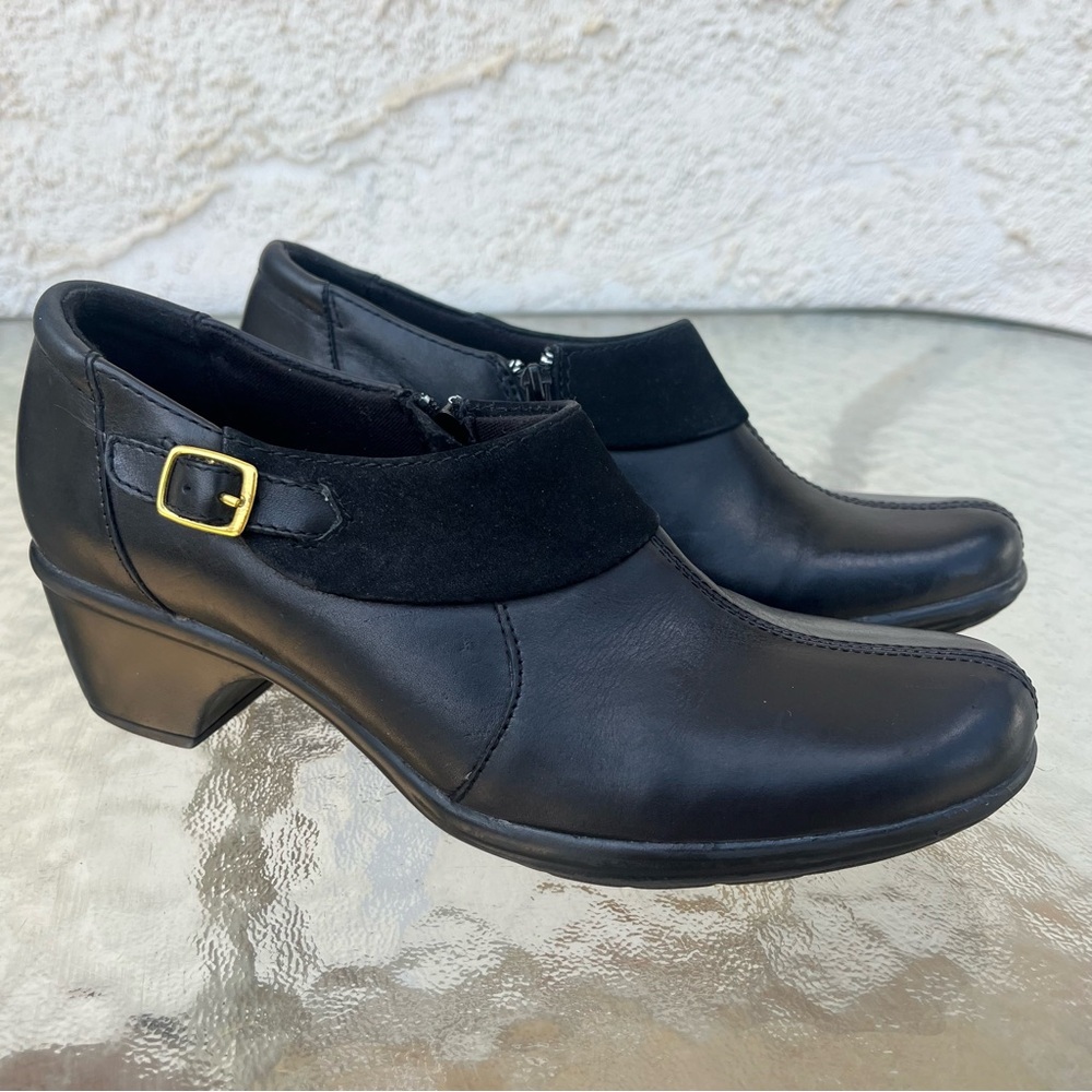 Clarks Bendable Black Leather Ankle Booties